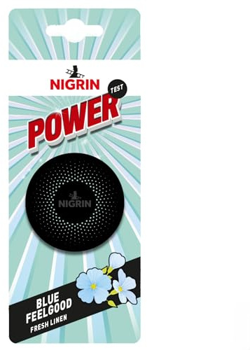 NIGRIN POWER Lufterfrischer, bringt frischen Duft in den Fahrzeuginnenraum, für Lüftungsschlitz, intensiver langanhaltender Duft, Blue Feelgood, 1 Stück
