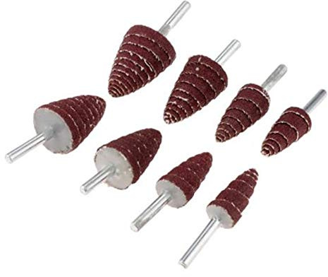 8Pcs 80# Tapered Cone Grinding Head Sandpaper Polishing Sanding Tools | 8 Pcs 80# Tapered Cone Grinding Head Sandpaper Flap Wheels Polishing Sanding Tools for Drill Dremel Accessories 6mm Shank