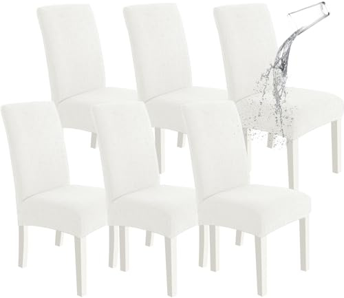 Ystyle Stretch Stuhlhussen 6er Set, Stuhlbezug Elastischer, Hussen Für Stühle Abnehmbarer, Stuhlbezüge Chair Cover Langlebig Universal, Für Bankett Deko Und Hochzeit Partys, Creme