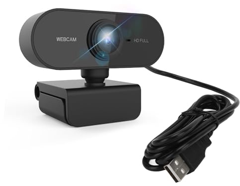 Agatige Full HD 1080P Video Webcam, Plug & Play USB Webcam, Live Streaming HD Computer Camera with Noise-Canceling Mic, Wide-Angle Lens for Desktop PC or Laptop Computer