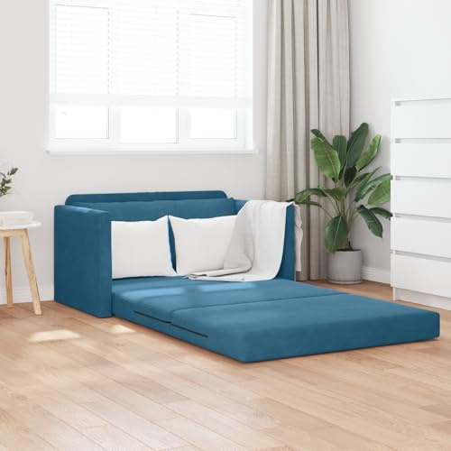 ROMHZKS 2-in-1 Fußbodensofa als stylischer Sitz und kuscheliges Bett in leuchtendem Blau, ergonomische Kissen für optimalen Komfort, Robustes Polyester mit abnehmbaren Bezügen,