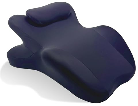 Memory Foam Wedge Pillow Ergonomic Reading Pillow, Comfortable and Supportive Back Support Prone Pillow to Relax Neck and Back for Reading, Watching TV, Sleeping on Your Stomach in Bed-Navy Blue