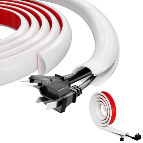 Cable Trunking Silicone, Self Adhesive Wire Covers for Cables for 2-5 Electric Cables, Wire Hider for TV, Walls & Floors (White, 27mm×15mm×2.02m)