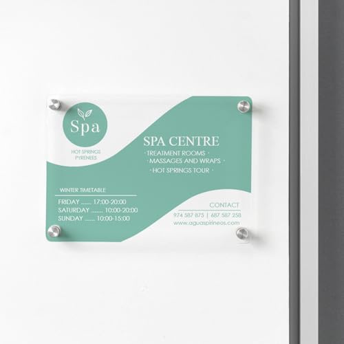Wanapix | Placa Metacrilato A4 Personalizada | Letrero Personalizado Empresa/Negocio/Oficina/Despacho | Tornillos Incluidos | Rectangular 30x21 cm