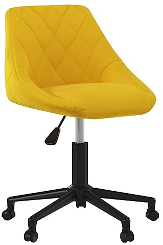 HETFTJN Bürostuhl Drehbar Senfgelb - Ergonomischer Schreibtischstuhl aus Samt, Höhenverstellbar mit Rollen, Moderner Drehsessel für Home Office und Arbeitszimmer
