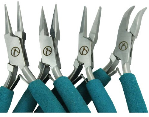 Baby Wubbers Pliers Complete Set: Chain Nose, Bent Chain Nose, Flat Nose and Round Nose Pliers with Plier Care Article