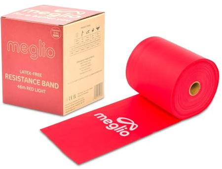 Meglio Widerstandsband Rolle, Latexfreie Widerstandsband-Rolle für Fitnesstraining, Fitnessstudio, Heimtraining, Dehnungen, Krafttraining & Rehabilitation, 5 verschiedenen Stärken