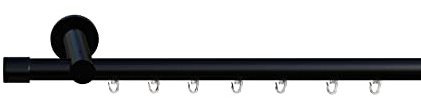Tilldekor Innenlauf Gardinenstange HIGH-LINE ANDRAX, 1-Lauf, schwarz-glanz, Ø 20 mm, 160 cm, inkl. Trägern und Gleitern
