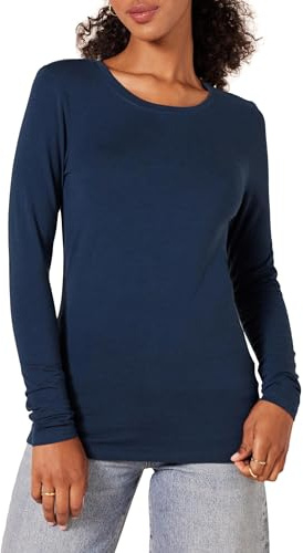 Amazon Essentials Women's Classic-Fit Long-Sleeve Crewneck T-Shirt (Available in Plus Size), Navy, Medium