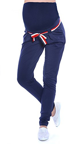 MijaCulture Pantalons de maternité décontractés très Confortable Pantalons 9081 (XL, Bleu)