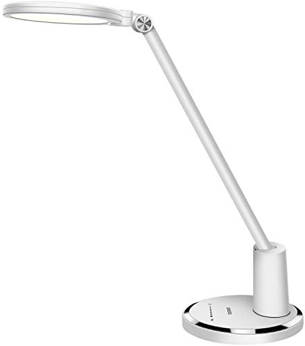 JUKSTG - Lampada da tavolo a LED, 64 pezzi, LED, 10 livelli di luminosità con 5 modalità, controllo tattile lampada da comodino per bambini, lampada da lettura 12 W, bianco