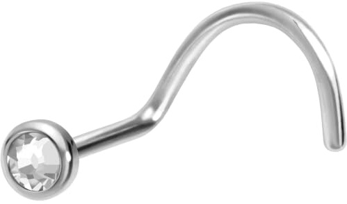 PIERCINGLINE Nasenpiercing Titan Nasenstecker Spirale FLACHE KRISTALLDISC - Roségoldfarben, Schwarz, Goldfarben, Silberfarben