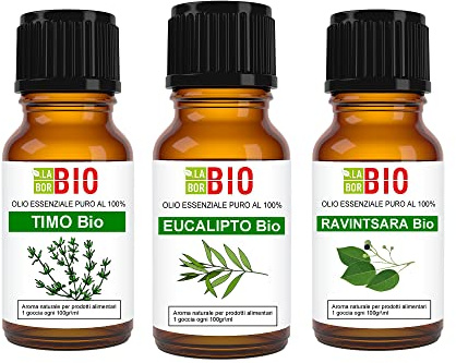 EukalyptusÖl - ThymianÖl - Ravintsara Öl Bio Set Ätherisches Öl 100% Reines - Aromatherapie Kosmetik Therapeutische - Laborbio