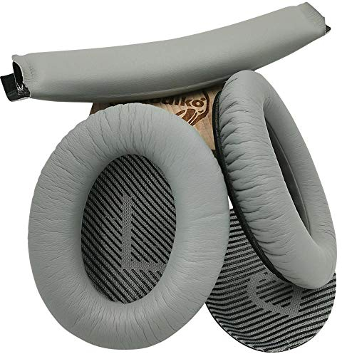 misodiko Coussinets de rechange pour casque Bose Quiet Comfort 25 35 (QC25 QC35) et QuietComfort 35 II (QC35ii) - Pièces de réparation - Arceau et coussinets avec tapis - Gris argenté
