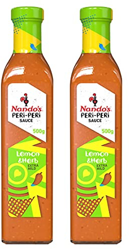 Nando's Salsa Peri Peri de limón y hierbas, paquete de 2 x 500 ml