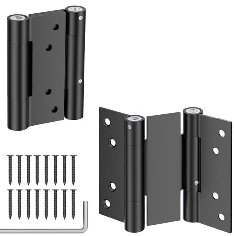 (2 pz) Cerniera Doppia Azione 76mm,Acciaio inox massiccio ispessito (Max 30kg), Regolabile e Autochiudente,nero,per Porte a Battente,Saloon, Bar,Ristoranti,Cucine,Banconi,Uso Interno/Esterno