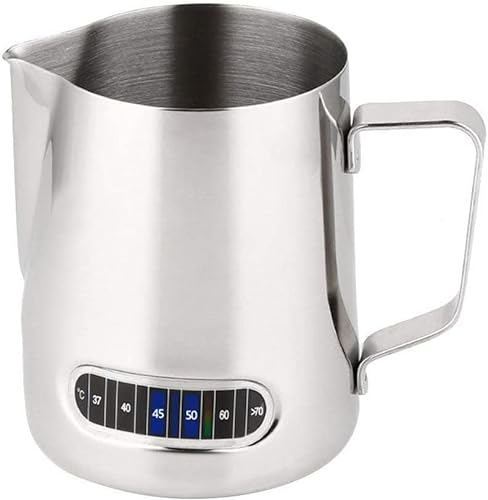 Bricco per Latte/Lattiera in Acciaio Inox con Termometro/Metallo Barista di Latte Brocca/per Fare il Caffè, latte & Cappuccino e/350ML