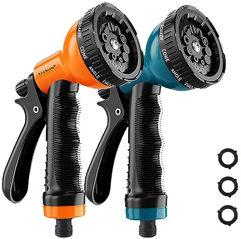 HooSeen Trädgårdsslang sprutpistol, 2-pack trädgårdsslangsrör sprutpistol, set, 10 justerbara mönster, slangmunstycke, högtryckshalkfritt sprutmunstycke för rengöring, vattning gräsmatta, trädgård