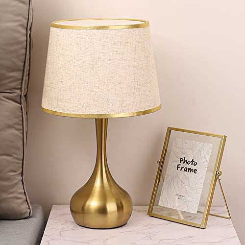 Mengjay Nachttischlampe E27 Tischleuchte, Tischlampe Weißer/Kaffee Lampenschirm, Stoff Schirm, Gold，sehr passend für Schlafzimmer Bar Restaurant Cafe. (Weiß)