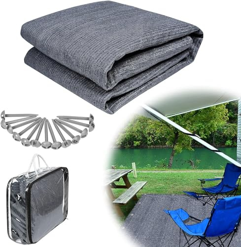 JOIEYOU Tältgolv, förtältmatta, utomhuscampingmatta, 300 x 300 cm HDPE-tältunderlag med markpinnar, förtältgolv, markismatta inklusive bärväska