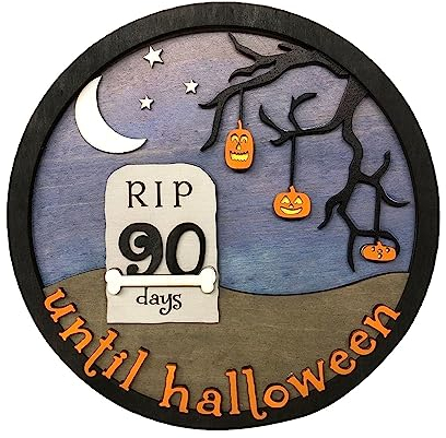 Halloween Deko Deko Kreative Holz Deko Wohnzimmer Countdown Halloween Urlaub Dekoration Hause 31 Tage DIY Countdown Holz Herbstdeko Schreibtisch Herbstdeko Deko Wohnzimmer (Khaki, One Size)