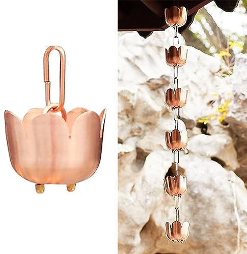 NUNETH Regenkette Regenkettenrinne für Dachrinnen und Fallrohre, Blumenbecher-Regenketten 2,4/2,6/2,8/3/3,2m Lang, Außen Dekorative Regenfängerkette Verstellbar (Color : B, Size : 4m/11.8ft)
