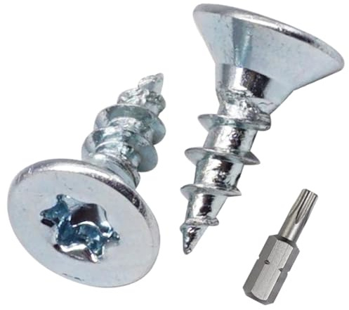 SKIR'CO (1000 pièces) Vis à bois en acier zingué 4,0 x 12 mm, tête Torx, tête fraisée, vis pour panneaux d'aggloméré, entièrement filetées