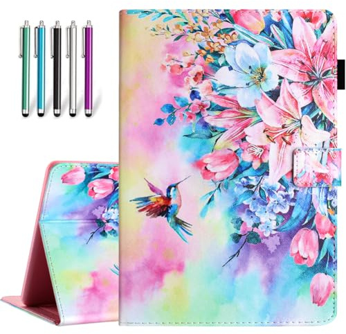 Fancity Case For Kindle Fire HD 10 & 10 Plus 13th/11th Generation 2023/2021 | Durable PU Leather Stand Cover for Fire HD 10/10 Plus with Smart Auto Wake/Sleep, Pencil Holder Card Slot, Hummingbird