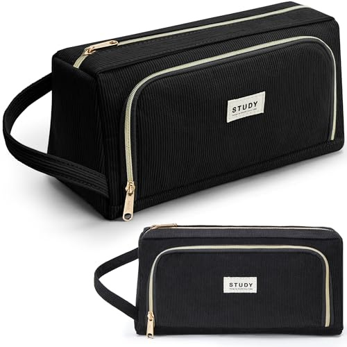 KALIDI Groß Federmäppchen 2 Fächer Mäppchen für Mädchen und Jungen | Tragbarer Griff Wasserdicht Federmappe Mädchen Federtasche Etui Pencil Case Cord Nylon Schule School Schulsachen