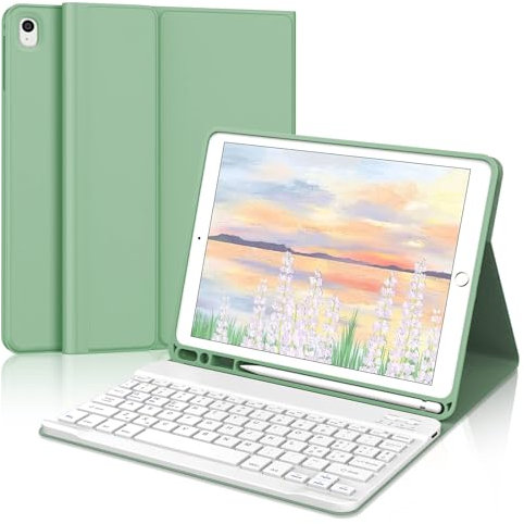 Tastiera Bluetooth QWERTY Italiano per iPad 9/8/7 e Air 3, Pro 10.5 - Cover Verde Erba