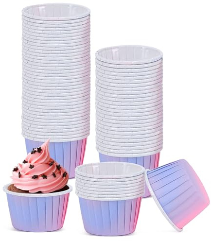 Papier Muffinförmchen, 150 Stücke Cupcake Formen Cupcake Wrapper Cupcake | Muffins Formen Backbecher für Hochzeiten Partys Geburtstage,Weihnachten (Rosa-Blau)