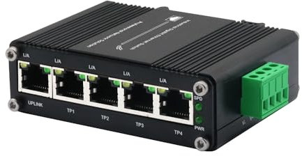 Switch Ethernet a 5 porte - Hub di rete Gigabit non gestito di livello industriale con ingresso di alimentazione 12-48 VDC, connessione rapida, plug and play, montaggio su guida DIN o a parete, Unifi
