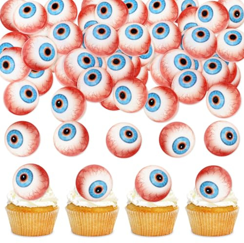 Blumomon 40 Stück Essbare Kuchen Dekoration Augapfel Cupcake Topper Augapfel Tortenaufsatz Kuchen Geburtstag Party Dekoration Halloween Party Dekoration | Blutiger Augenkugel Kuchen Topper Horror Augapfel Tortenaufsatz Halloween Geburtstag Party Dekorationen