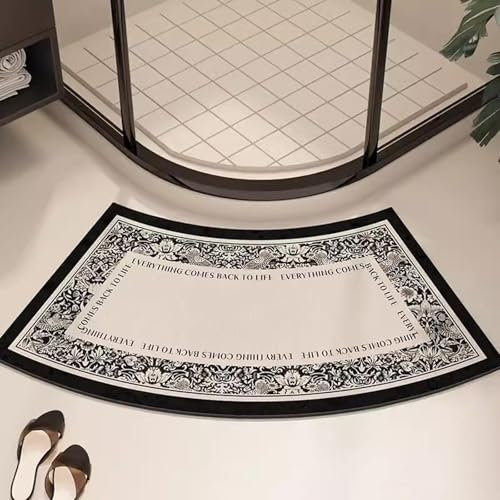 YUMEIGE Arc-Shaped Shower Mat - Gebogene Duschmatten, schnell trocknende Gebogene Badematte for runde und Eckduschen, stark saugfähige Eckbadematte, rutschfeste Gummiunterseite, leicht zu reinigen(A)
