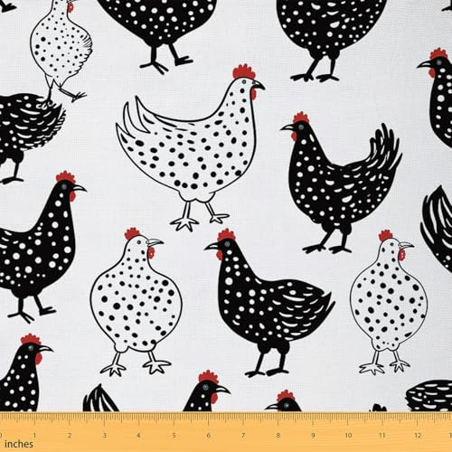 Loussiesd Kinder Huhn Stoff Meterware 92x150cm Bauernhof Rustikal Tier Tür Dekorative Polsterstoff Niedlich Bauernküken Wasserdichter Stoff für Stühle Outdoor