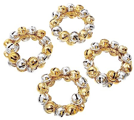 BCOATH Elegante Weihnachtsserviettenringe 4-teiliges Set Serviettenhalter in Gold Und Silber Weihnachtsparty-Dekoration Serviettenschnallen Für Die Hochzeit