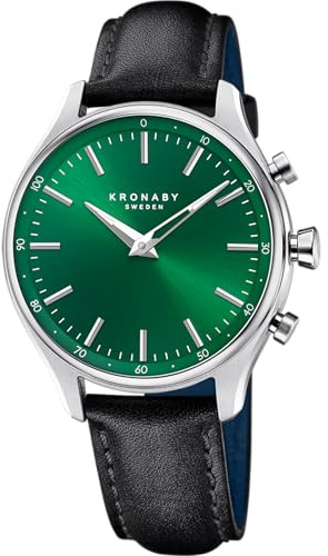 KRONABY Uhr Smart Herren Hybrid aus Leder Schwarz | Analog-Smartwatch, Wasserdicht 10 ATM S3783/2, Musiksteuerung, Schrittzähler, Anrufbenachrichtigung und -ablehnung, Sekel
