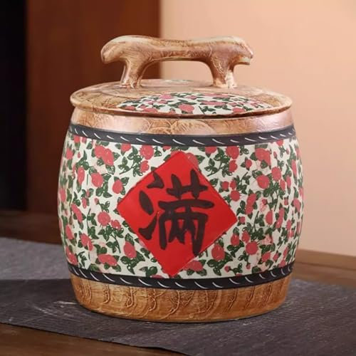 Ceramic Rice Bucket with Lid Rice Dispenser Large Rice Storage Container 5KG/10KG/15KG/25KG Sealed Rice Storage Box for Flour Rice Grain(25KG)