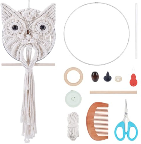 FREEBLOSS Makramee Eulen Set Für Anfänger Makramee Wandbehang Set Boho Makramee Eulen Ornament DIY Makramee Set Mit Englischer Anleitung Makramee Anfänger Set Makramee Hängedekor Für Schlafzimmer