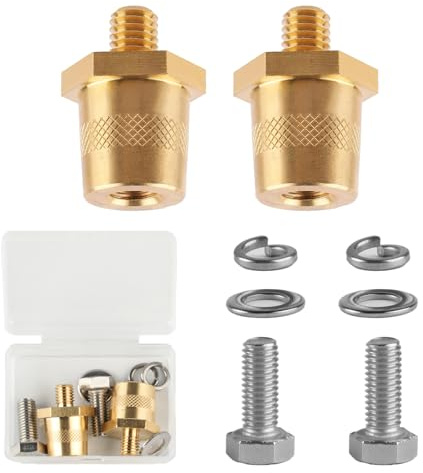 Batteriepoladapter M8, Messing Batteriepoladapter Paar, M8 Batterieklemmen, Positiver und Negativer Adapter, Batteriepol Adapter M8, Auto Batterie Klemmensäule Anschlussklemmen für Motor Autos