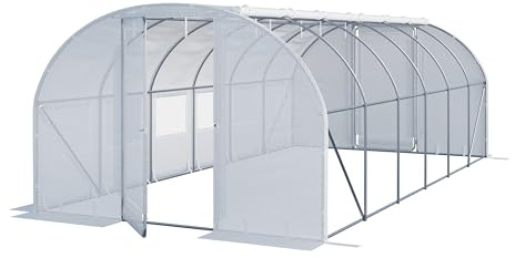 TOOLPORT tunnelväxthus Växthus Premium 3x6m med svängbar dörrkonstruktion PE-duk 180g/m² vit transparent