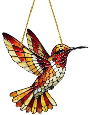 Kolibri Sonnenfänger, 2 Stück 2D Sun Catcher Decoration, Acryl Eisvogel Ornamente Frühlingsdeko, Lichtfänger Fensterbilder Zum Aufhängen, Vögel Deko Basteln Zum Hängen, Fensterdeko Hängend Modern