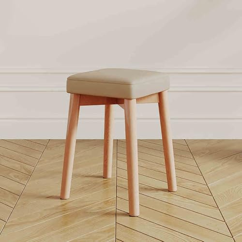 YHDMDQ Portable Wooden Stacking Stools, 18 Backless Square Padded Stools With Anti-Slip Foot, Stackable Morden Counter Chairs For Home Office School Kitchen(Milk Tea)