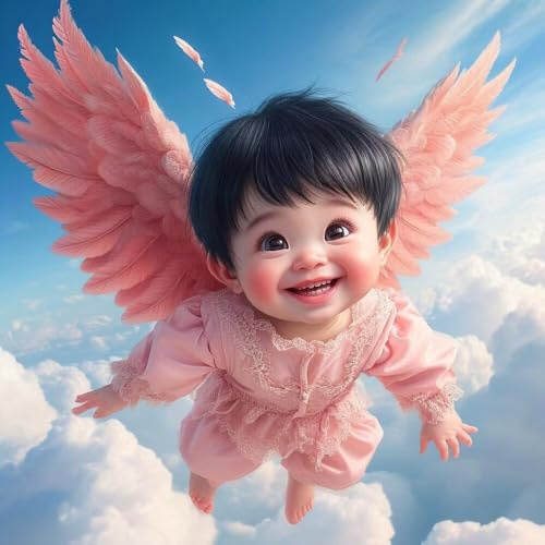 Malen Nach Zahlen Erwachsene Cute Wings (2), DIY Kreativ Set Erwachsene, 100x100cm Malen Nach Zahlen Kinder und Anfänger, mit Pinseln und Acrylfarben Handgemalt Ölgemälde Leinwand, Gifts Decor D-902