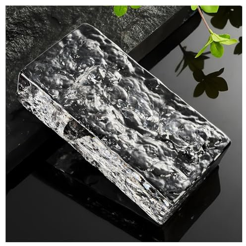 Zfmnoyev High Transparency Glasses Brick with Ice Crystal Textural, Solid Double-Sided Crystal Bricks, Rectangular Transparent Crystal Bricks, for Modern Office & Home Renovation(Gray,100x100x50mm)