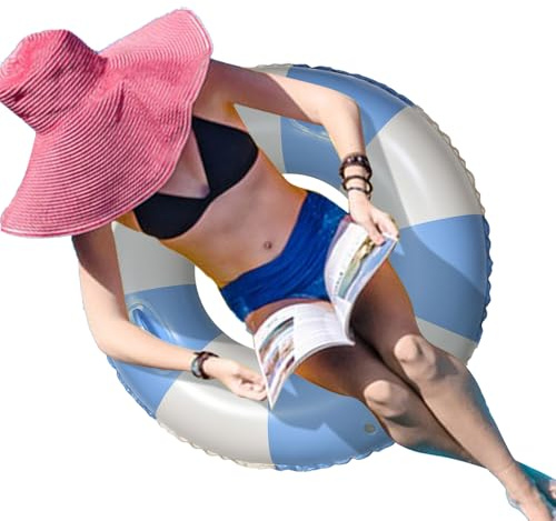 Salvagente gonfiabile per piscina, con manici, per adulti, a forma di O, a righe, per nuoto estivo, divertimento in spiaggia, relax, galleggiante, gite sul lago e di vacanza