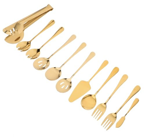 Holibanna 1 Juego juego de cubiertos de acero inoxidable Servir utensilios cucharas de servicio de metal cucharas de servir para fiestas para Dorado