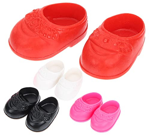 VANZACK Miniatur Puppenschuhe Satz 4 Paar Klein Strapazierfähig Farbig Puppenzubehör Kinder Kleiner Schuhe Dekoration Puppenhaus Zubehör