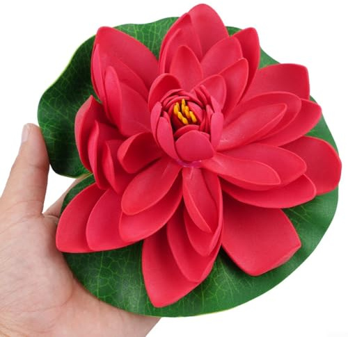 Jotekonoby Nénuphar artificiel flottant pour décoration de piscine, fleur de lotus flottante artificielle, fleur de lotus flottante, 18 cm réaliste en mousse pour étang d'aquarium, jardin, piscine
