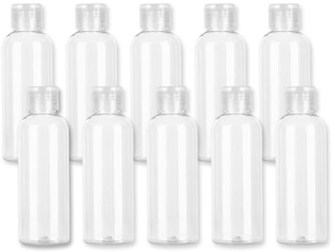 10 Pcs 100ml Travel Bottles for Toiletries, Clear Refillable Leak-Proof Containers with Flip Top Lids Transparent Plastic Bottles for Cosmetics Shampoo Shower Gel Liquid Lotion Sample Packing Storage